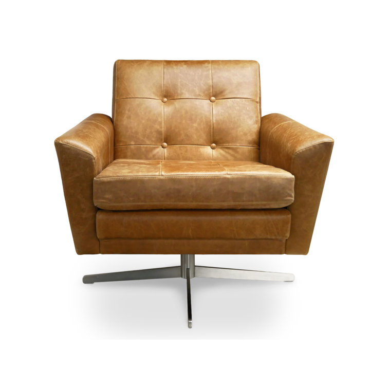 Tan leather swivel online chair